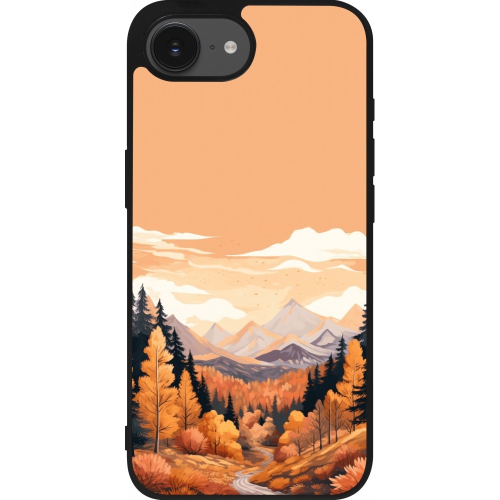 Coque iPhone 16e - Silicone rigide noir Autumn 25 Mountains