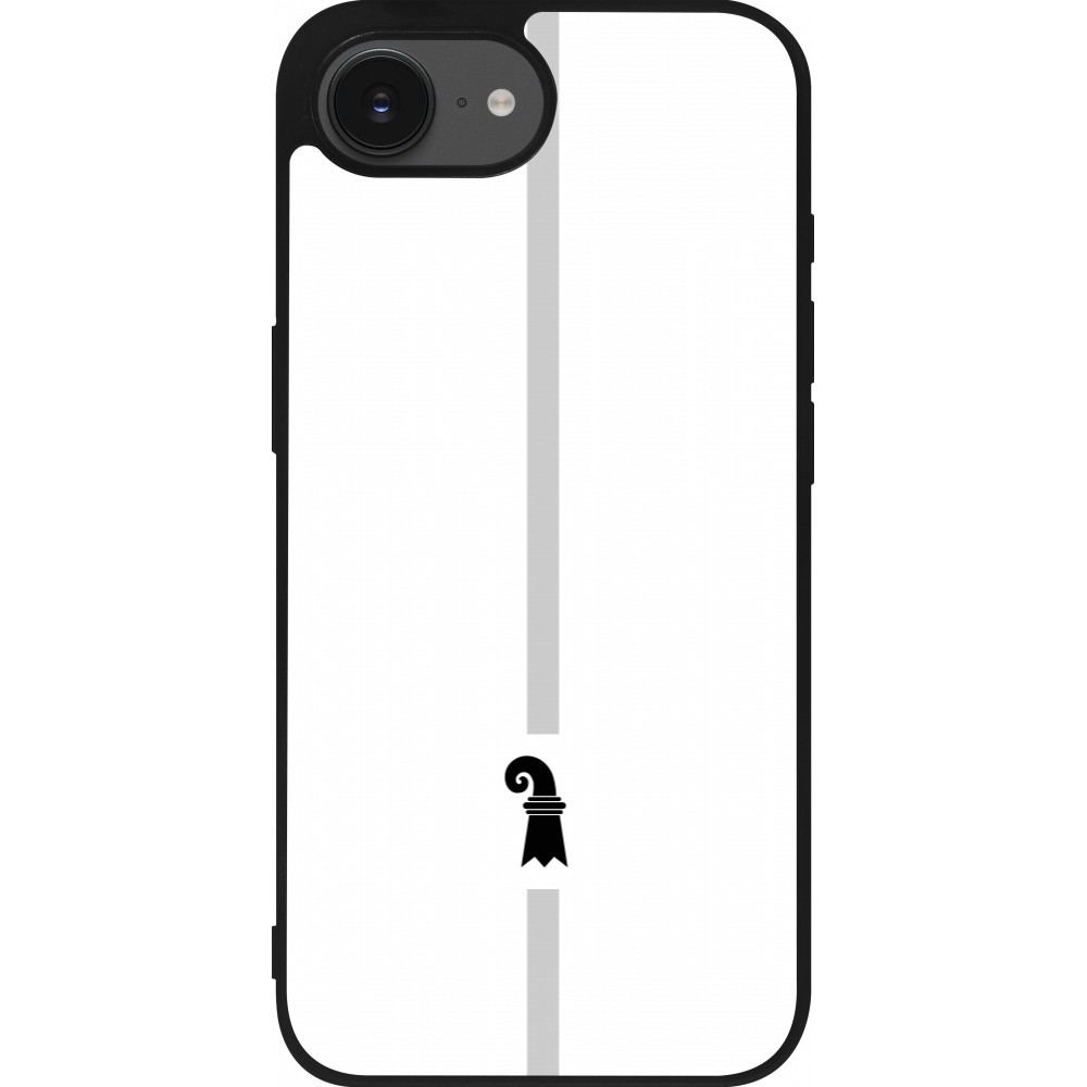 Coque iPhone 16e - Silicone rigide noir Canton BS blanc