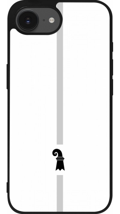 Coque iPhone 16e - Silicone rigide noir Canton BS blanc
