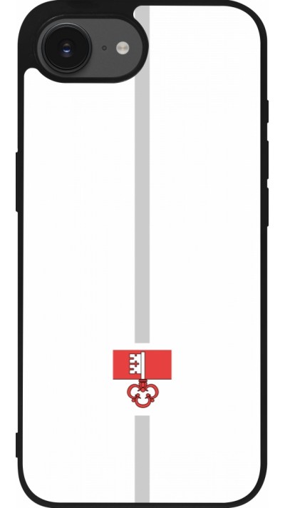 Coque iPhone 16e - Silicone rigide noir Canton OW blanc