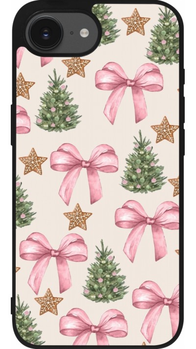 iPhone 16e Case Hülle - Silikon schwarz Christmas 25 Vintage Ribbons