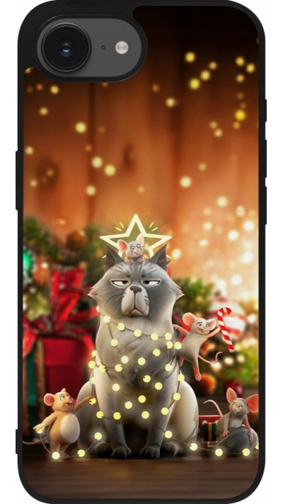 iPhone 16e Case Hülle - Silikon schwarz Christmas 25 Xmas Cat