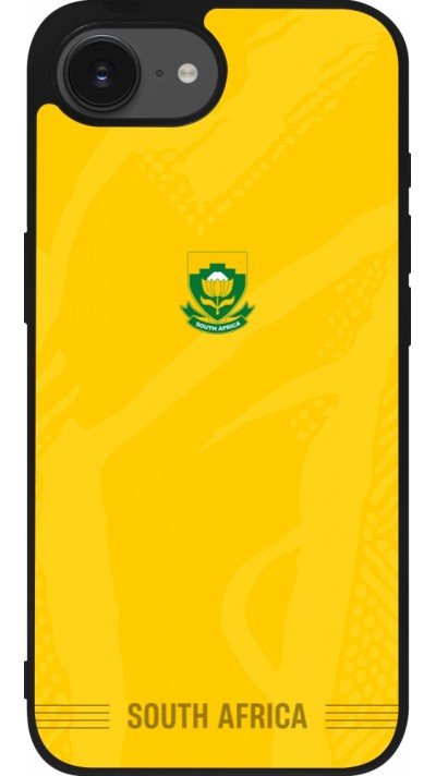 Coque iPhone 17e / 16e - Silicone rigide noir Maillot de football Afrique du Sud 2026 personnalisable