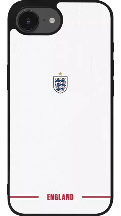 Coque iPhone 17e / 16e - Silicone rigide noir Maillot de football Angleterre 2026 personnalisable