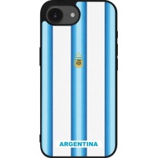 Coque iPhone 17e / 16e - Silicone rigide noir Maillot de football Argentine 2026 personnalisable