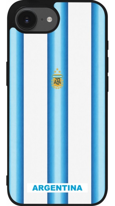 Coque iPhone 17e / 16e - Silicone rigide noir Maillot de football Argentine 2026 personnalisable