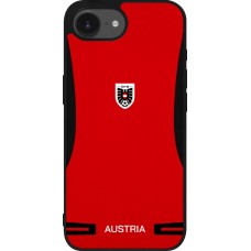 Coque iPhone 17e / 16e - Silicone rigide noir Maillot de football Autriche 2026 personnalisable