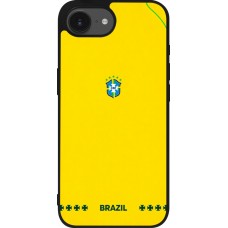 Coque iPhone 17e / 16e - Silicone rigide noir Maillot de football Bresil 2026 personnalisable