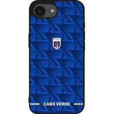 Coque iPhone 17e / 16e - Silicone rigide noir Maillot de football Cap-Vert 2026 personnalisable