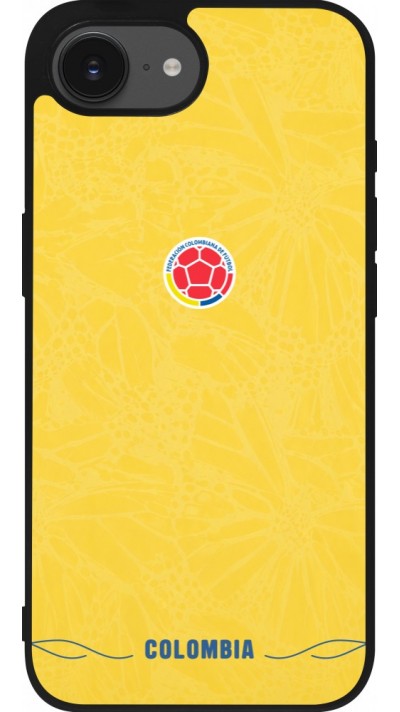 Coque iPhone 17e / 16e - Silicone rigide noir Maillot de football Colombie 2026 personnalisable
