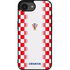 Coque iPhone 17e / 16e - Silicone rigide noir Maillot de football Croatie 2026 personnalisable