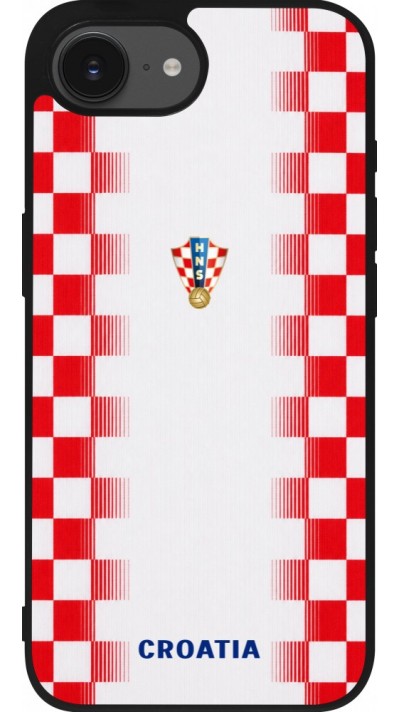Coque iPhone 17e / 16e - Silicone rigide noir Maillot de football Croatie 2026 personnalisable