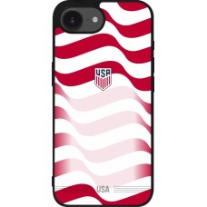 Coque iPhone 17e / 16e - Silicone rigide noir Maillot de football États-Unis 2026 personnalisable