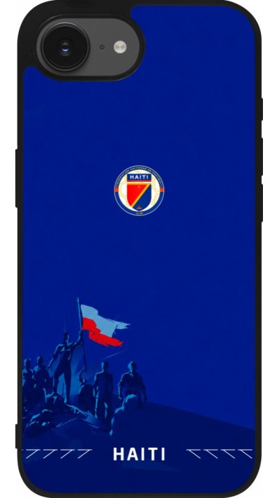 Coque iPhone 17e / 16e - Silicone rigide noir Maillot de football Haiti 2026 personnalisable