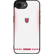 Coque iPhone 17e / 16e - Silicone rigide noir Maillot de football Jordanie 2026 personnalisable