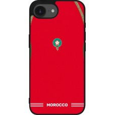 Coque iPhone 17e / 16e - Silicone rigide noir Maillot de football Maroc 2026 personnalisable