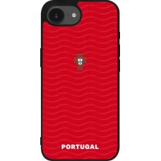 Coque iPhone 17e / 16e - Silicone rigide noir Maillot de football Portugal 2026 personnalisable