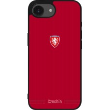 Coque iPhone 17e / 16e - Silicone rigide noir Maillot de football Répuplique Tchèque 2026 personnalisable