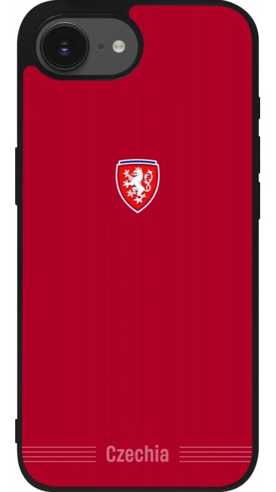 Coque iPhone 17e / 16e - Silicone rigide noir Maillot de football Répuplique Tchèque 2026 personnalisable