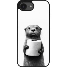 Coque iPhone 16e - Silicone rigide noir Loutre papier de toilette