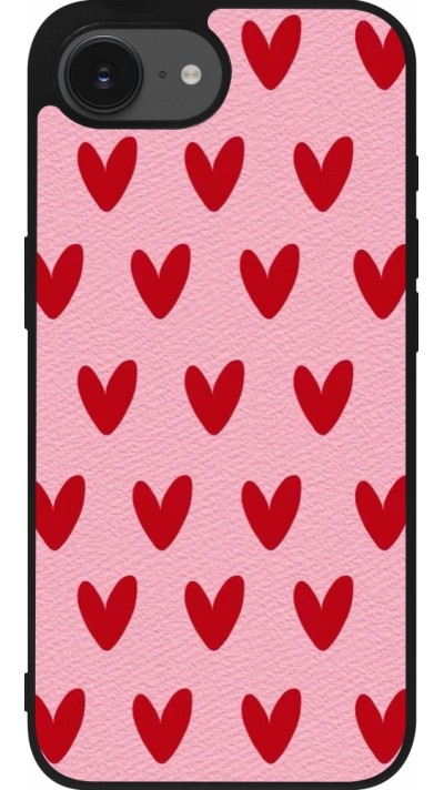 Coque iPhone 16e - Silicone rigide noir Saint Valentines Day 26 Pattern heart