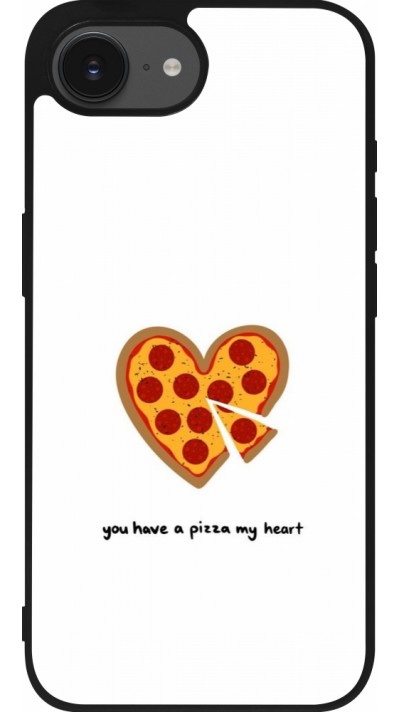 Coque iPhone 16e - Silicone rigide noir Saint Valentines Day 26 You have my pizza heart
