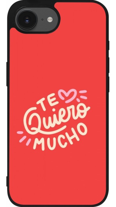 Coque iPhone 16e - Silicone rigide noir Saint Valentines Day 26 Te quiero mucho