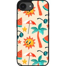 Coque iPhone 17e / 16e - Silicone rigide noir Summer 2025 Pattern soleil