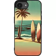 Coque iPhone 16e - Silicone rigide noir Surf Paradise