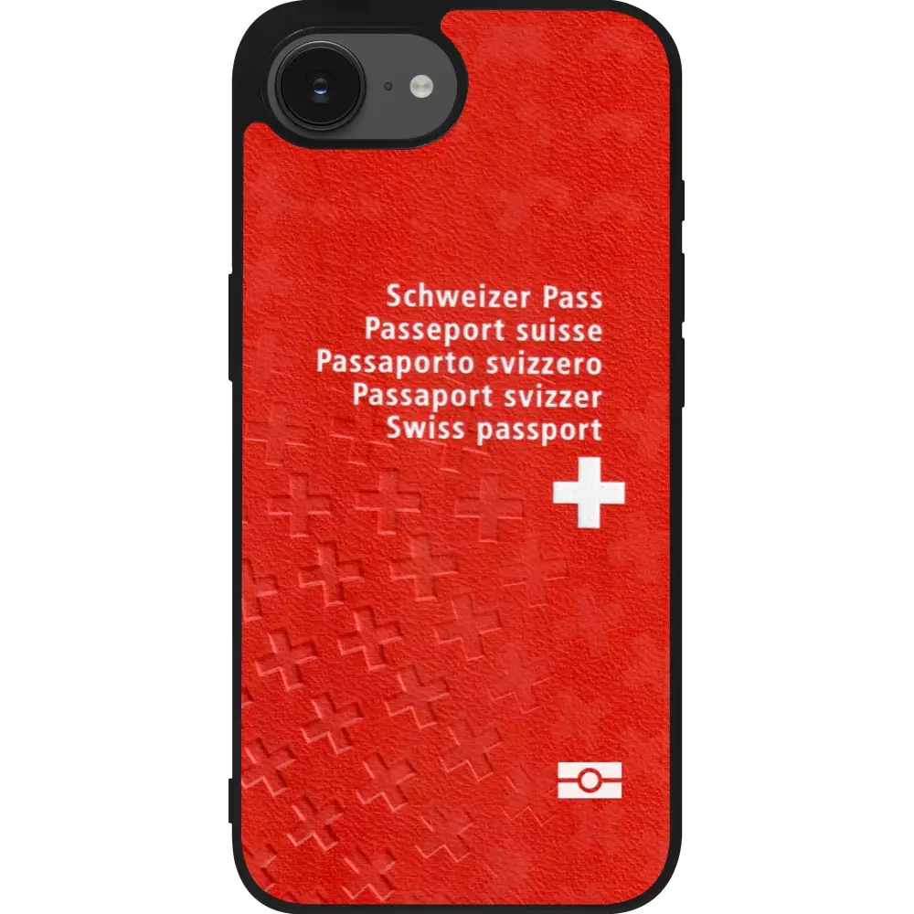 Coque iPhone 16e - Silicone rigide noir Swiss Passport