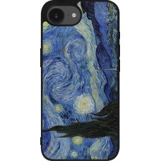 Coque iPhone 17e / 16e - Silicone rigide noir Tableau art - La Nuit étoilée - Van Gogh