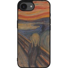 Coque iPhone 17e / 16e - Silicone rigide noir Tableau art - Le Cri - Edvard Munch