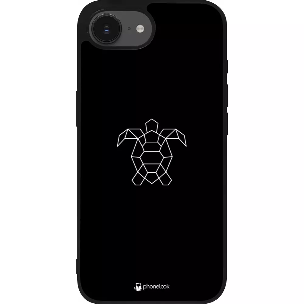 Coque iPhone 16e - Silicone rigide noir Turtles lines on black
