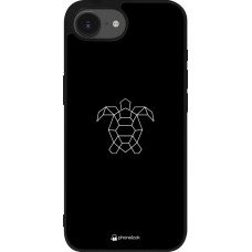 Coque iPhone 17e / 16e - Silicone rigide noir Turtles lines on black