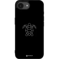 Coque iPhone 16e - Silicone rigide noir Turtles lines on black