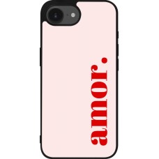 Coque iPhone 17e / 16e - Silicone rigide noir Valentine 2024 amor