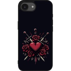 Coque iPhone 17e / 16e - Silicone rigide noir Valentine 2024 gothic love