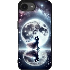 Coque iPhone 17e / 16e - Silicone rigide noir Valentine 2024 Love under the moon