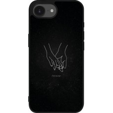 Coque iPhone 17e / 16e - Silicone rigide noir Valentine 2023 hands forever