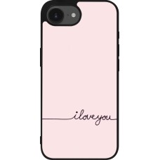 Coque iPhone 17e / 16e - Silicone rigide noir Valentine 2023 i love you writing