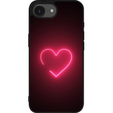Coque iPhone 17e / 16e - Silicone rigide noir Valentine 2023 single neon heart