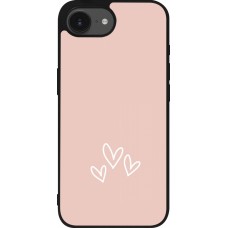 Coque iPhone 17e / 16e - Silicone rigide noir Valentine 2023 three minimalist hearts