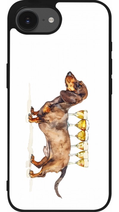 Coque iPhone 16e - Silicone rigide noir Wine Teckel