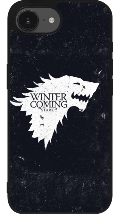 Coque iPhone 16e - Silicone rigide noir Winter is coming Stark