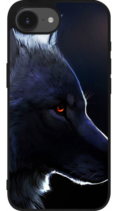 Coque iPhone 16e - Silicone rigide noir Wolf Shape