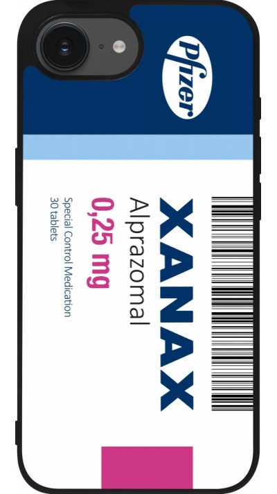 Coque iPhone 17e / 16e - Silicone rigide noir Xanax Alprazolam 2025