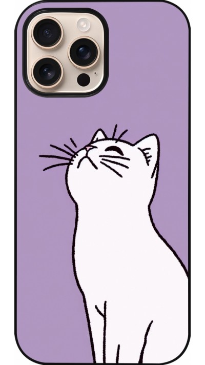 Coque iPhone 16 Pro Max - Chat sur fond violet