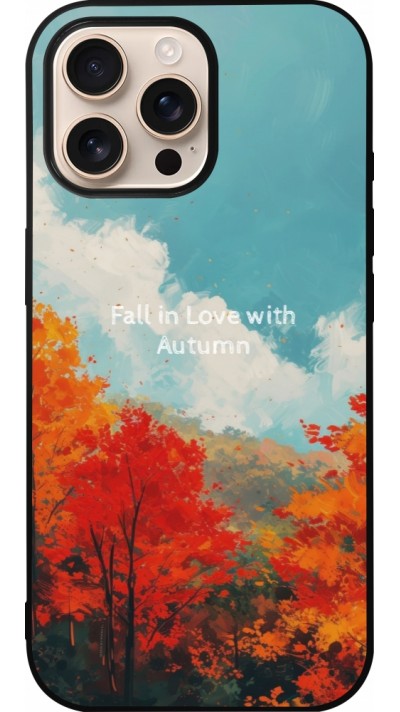 Coque iPhone 16 Pro Max - Silicone rigide noir Autumn 25 Fall in love