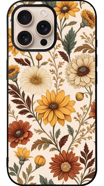 Coque iPhone 16 Pro Max - Silicone rigide noir Autumn 25 Flower pattern