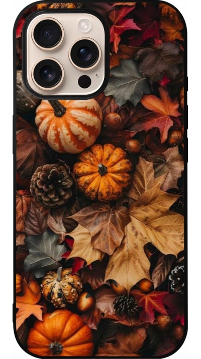 Coque iPhone 16 Pro Max - Silicone rigide noir Autumn 25 Pumpkin